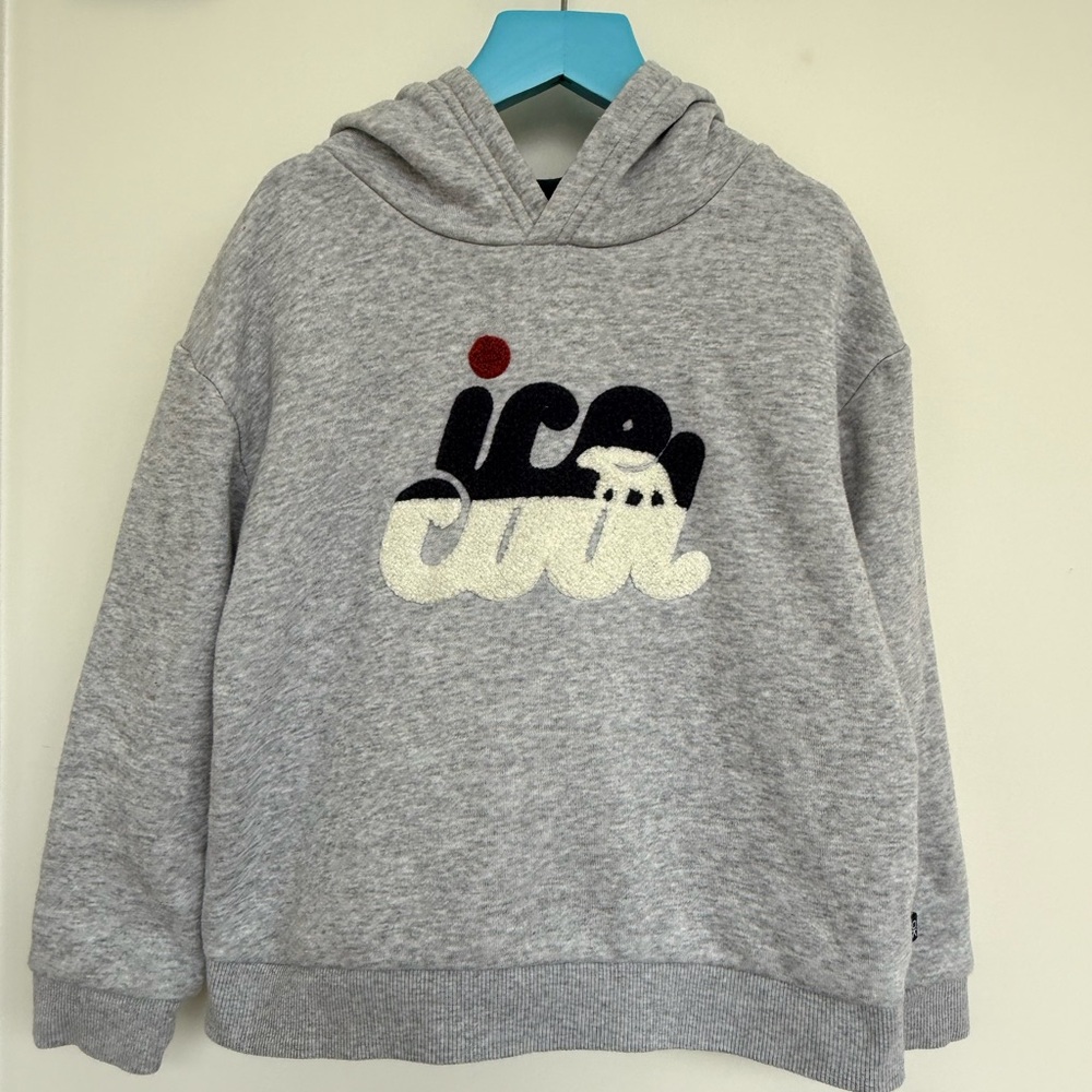 Kids Grey 'Ice' Logo Hooded Sweatshirt
